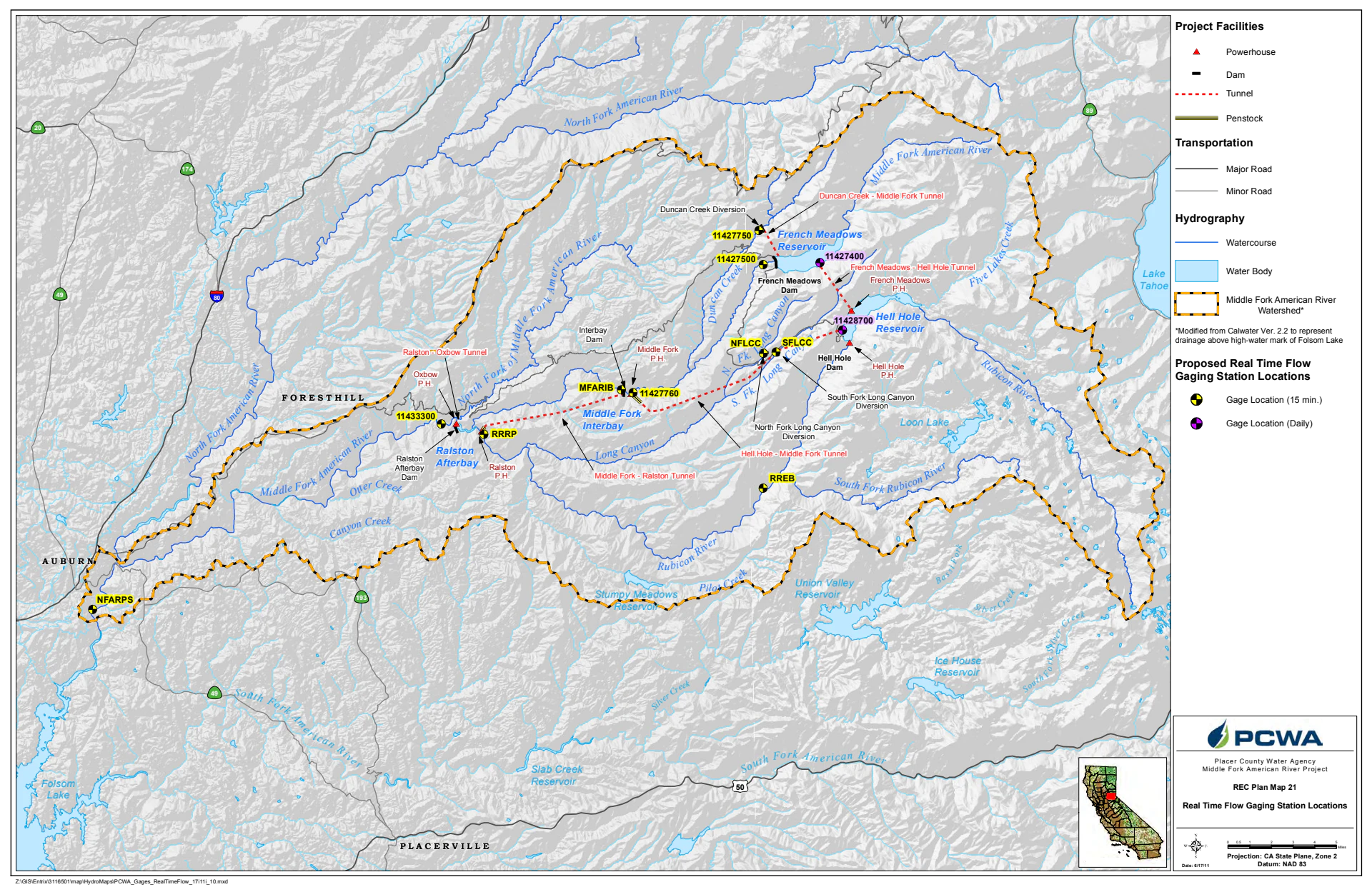 Real Time Flow Gaging Station Locations